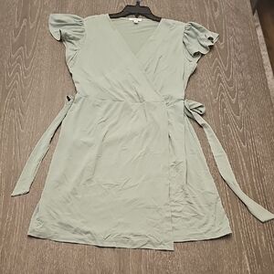 Nine West Sage Green Mini Wrap Dress